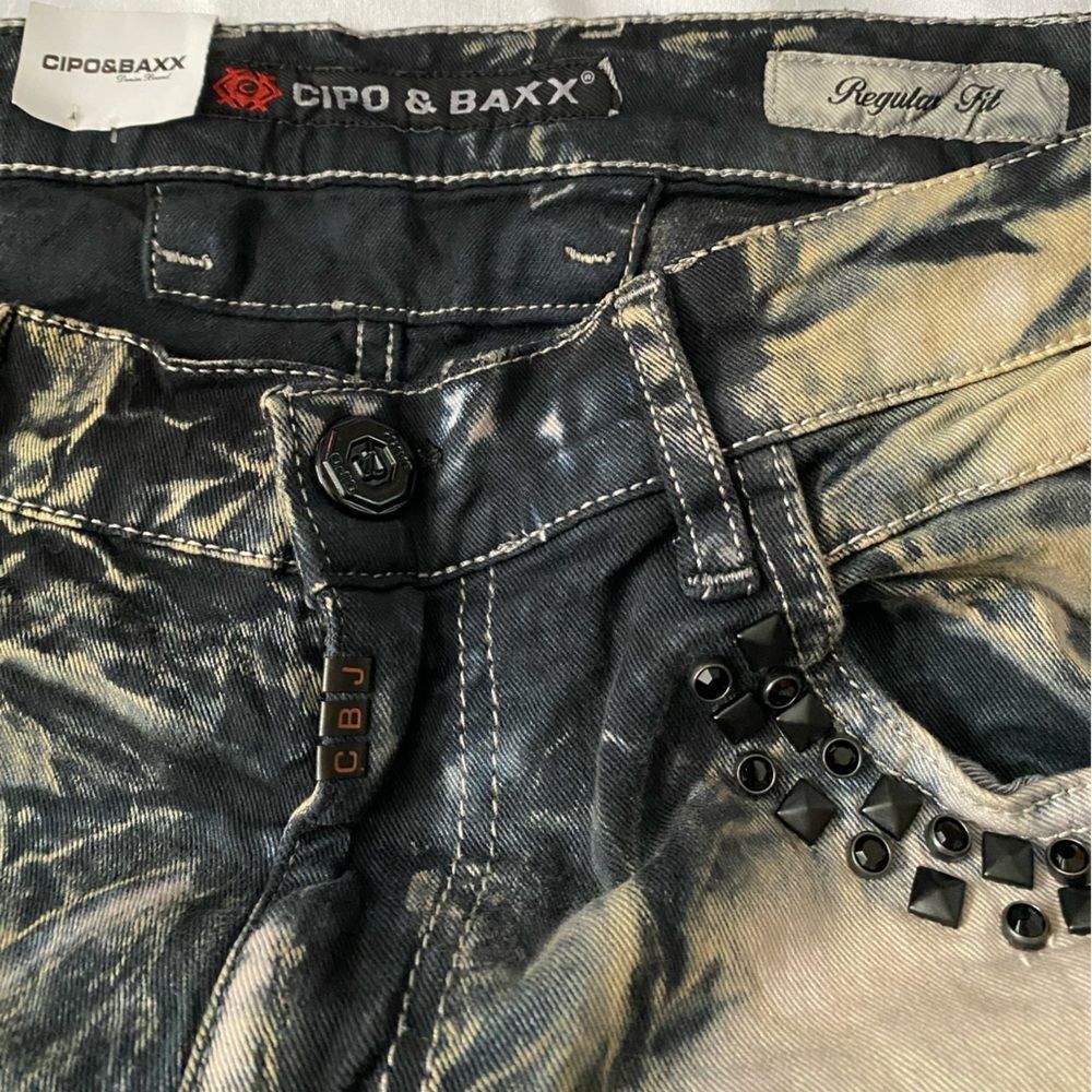 Cipo & Baxx Men's Lincoln Denim Regular Fit Black Khaki Jeans CD494 Sz 31W x 32L - Picture 14 of 15
